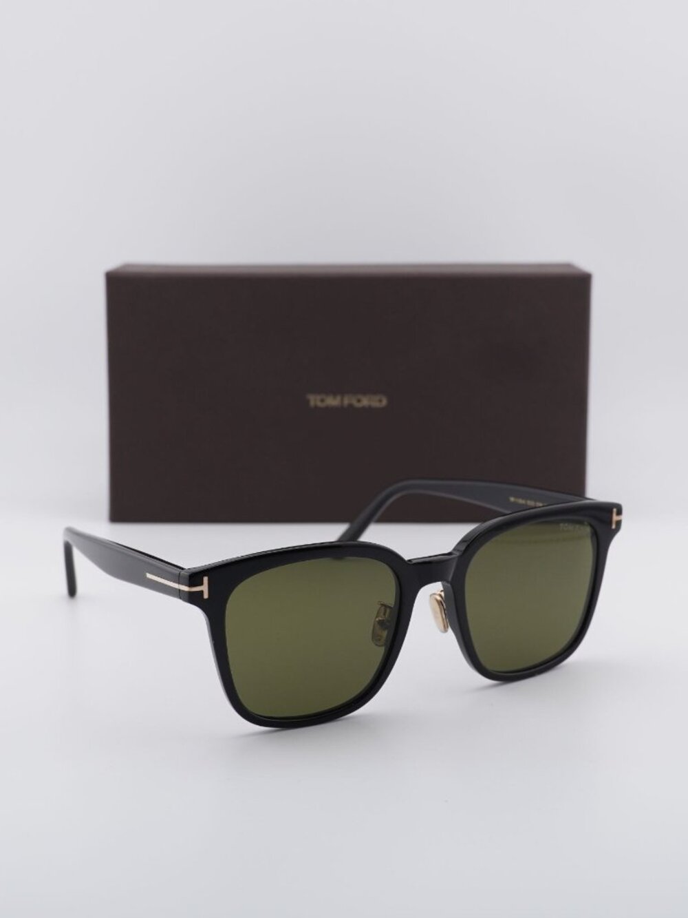 Tom Ford FT1135-K 01N Square Sunglasses - Black / Green
